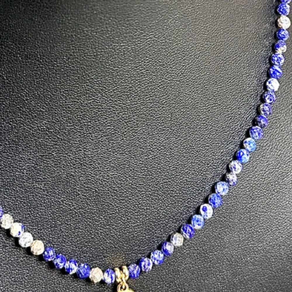 Natural Lapis Lazuli & Hamsa Hand Stainless Steel Pendant Necklace